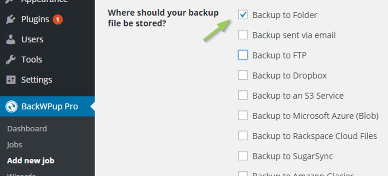 Edit the backup job