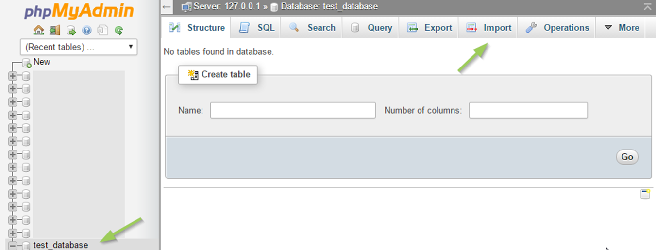 Log in to phpMyAdmin